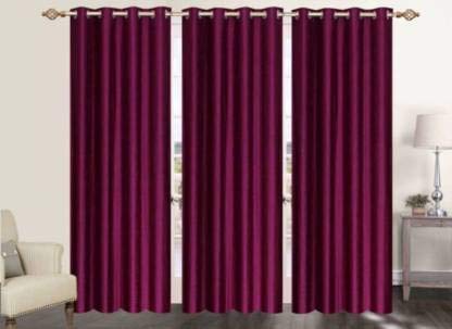 Buy Good Luck Textile Set Of 3 Piece 7 Ft Wine Colour Plain