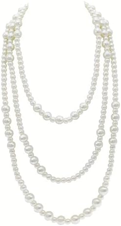 Amazon.com: UAIAGM Pearl Necklace for Women Multi Long Strand