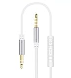 AUX Cable with Microphone 3ft,Ruaeoda 3.5mm Headphones Cord Audio Cable with Microphone in-line Volume for PS4 Controller, Headphone/Headset, iPods, iPhones,Android, iPads, Home/Car Stereos and More