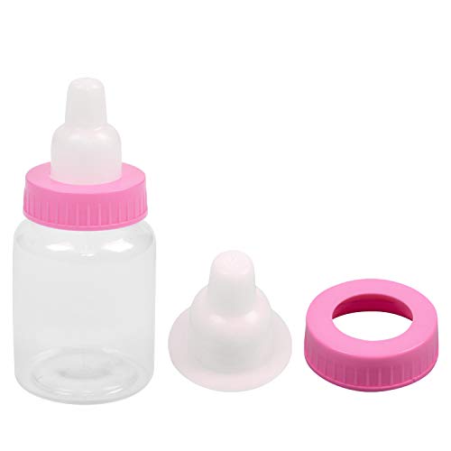 HRLORKC 24 Pack Plastic Baby Shower Bottles Candy Bottles with 50 Pieces Baby Pacifiers for Baby Shower Party Favors Decorations (Red)