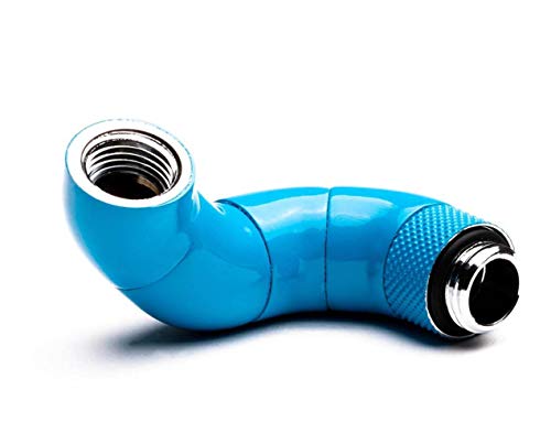 PrimoChill Male to Female G 1/4 180 Degree Triple Rotary Elbow Fitting - Sky Blue