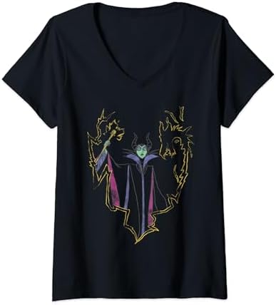 Amazon.com: Womens Disney Maleficent Line Art Portrait V-Neck T