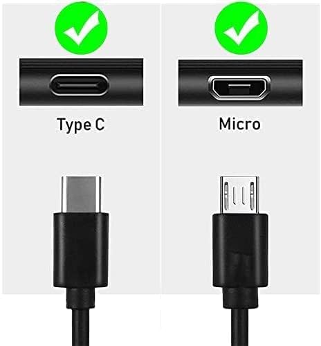 UL Listed Fast Charger for Old and New Kindle Fire Tablets (Designed for use with All Fire Tablets and All Kindle E-Readers)-6.6Ft USB to Micro-USB and USB-C 2IN1 Braided Cable