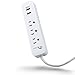 ON Smart 3 AC Outlets Surge Protector 2 USB Power Strip 2.4A Max Output- 300J Surge Protection- 3 Ft ETL Power Cord- White