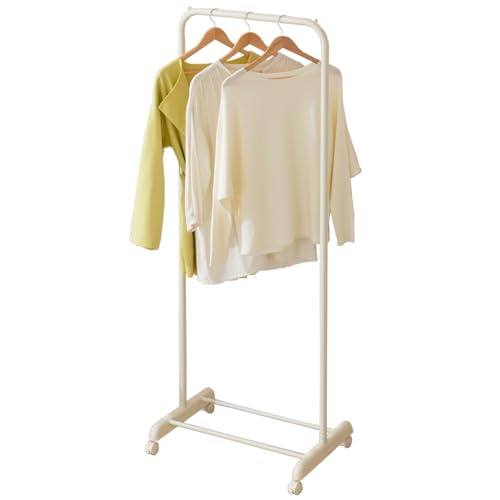 ドウシシャ シンプル ハンガーラック おしゃれ 夏服約30着収納可能 アイボリー 高コスパ スリム スチール 可愛い 耐荷重15kg 幅62×奥行42×高さ160cm キャスター付き 洋服収納 衣類 衣装 コート掛け 一人暮らし CSH-60IV