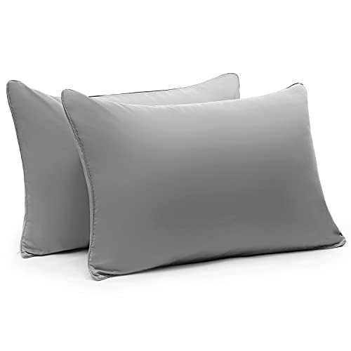 Bedemu 100 Cotton Pillow Cases King Size Set of 2Cooling Grey