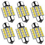 6Pcs Super Bright 31mm Festoon Led Bulb, 12-EX Chipsets 3175 LED, De3021 De3175 Fit for Interior Map Door Dome lights