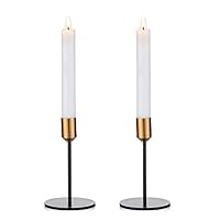 Nuptio Pcs of 2 Wedding Dinning Taper Candle Holders, Centerpiece Table Decorative Candlestick Holder, Single-Head Wrought-Iron，Reception Candlelight Dinner Ornaments for Party Wedding (2 x S)