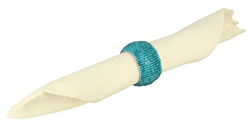 Shalinindia Beaded Napkin Rings - Set of 12 Rings -Turquoise Napkin Rings Set -Diameter-1.5 Inch