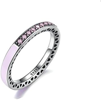 925 Sterling Silver Pink Radiant Hearts Ring
