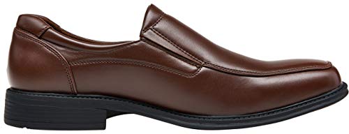 VEPOSE Men's Slip on Dress Shoes Formal Square Toe Loafer Oxfords(9,Loafers-Brown)