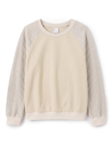 PATPAT Girl Sweatshirt Long Sleeve Shirt Fall Sweater Tops Beige 7-8Y at Amazon