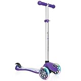 Globber 3 Wheel Adjustable Height Scooter with LED Light Up Wheels (Purple/Star)
