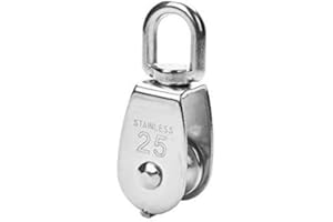 316 Stainless Steel Square Pulley Block Rope 1" 25mm 330 lb WLL Marine by MarineNow (01-Pack)