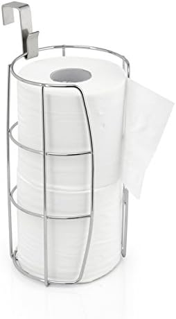EtechMart Over The Tank Toilet Paper Roll Holder Storage w/ Metal Hanging Hook