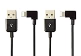 2 Pack Pocket Travel iPhone Charger Short Cable 90 Degree L Plug Connect Power Bank External Batteries, Never Bent Right Angled USB to Lightning Port Sync Data Cord for iPhone 7, 6s, iPad (8in)