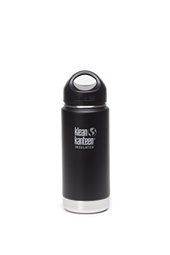 Klean Kanteen Wide Insulated Camping Mug with Stainless Loop Cap, Shale Black, 16-Ounce