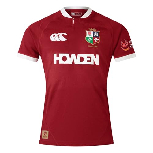 British & Irish Lions Canterbury Mens Official Canterbury Players Rugby Jersey | Player Fit | Moisture Wicking, Red Dahlia, S