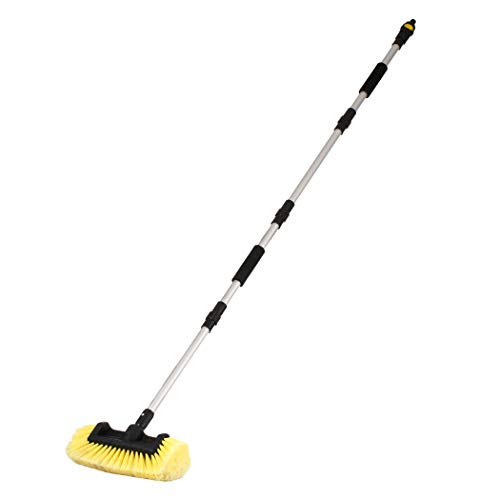 CARCAREZ 10" Flow Thru Car Wash Brush for Auto RV Truck Boat Camper Exterior Washing Cleaning (Brush with Dismountable Hand)
