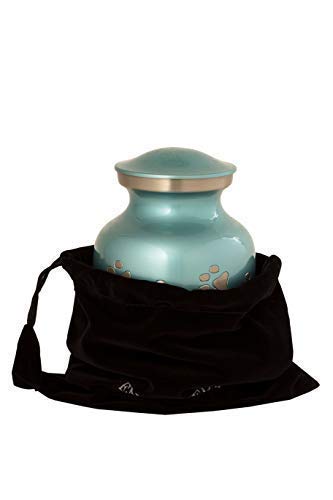 Enshrined Memorials Cremation Urn for Ashes - Cerberus Series Affordable Brass Handcrafted Pets Dogs Cats Funeral Burial Small 6 inch Paw Prints