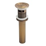 Antique Brass Bathroom Faucet Pop Up Vessel Basin Sink Drain Stopper with Overflow