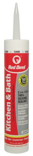 Red Devil 0887 100% Silicone Kitchen & Bath Low Odor Silicone Clear 10.1-Oz. Cartridge