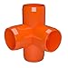 FORMUFIT 1/2” 4-Way Tee Furniture Grade PVC Fitting in Orange, Made in USA, UV-Resistant, Impact-Proof, 0.840” Actual Socket Diameter (Pack of 10) - F0124WT-OR-10