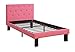 Poundex PU Upholstered Platform Bed, Twin, Pink