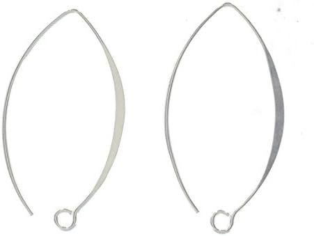 V Shaped Earring Hook Flat Hook Marque Ear Wire Sterling Silver - 5 Pair
