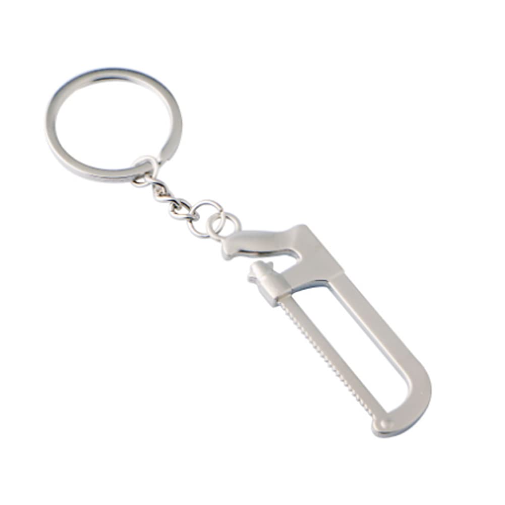 ARFUKA Keyring Zinc Alloy Saw Shaped Keyrchain Metal Mini Saw Pendant Key Chain Key Ring Gift Silver