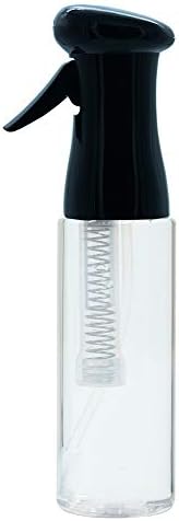 KEEN Continuous Spray Bottle, 12.2 OZ Fine Mist for Hair Styling, Barber, Plants, Refillable Empty Water Bottle Trigger Sprayer Set, Black/Clear