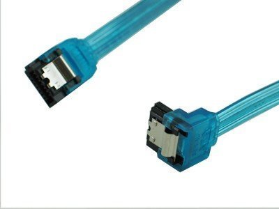 OKGear 18 inch SATA 3.0 cable,straight to right angle,UV blue color