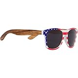 WOODIES Zebra Wood Sunglasses with American Flag Frame