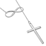 925 Sterling Silver Infinity Cross Religious Pendant Necklace