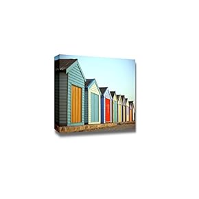 Bright Colorful Painted Wooden Houses Wall Decor