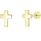 Limerencia Titanium Stud Earrings - Hypoallergenic Earrings for Women Men Sensitive Ears - Minimalist Jewelry Flatback Cross Bolt Cartilage Earrings