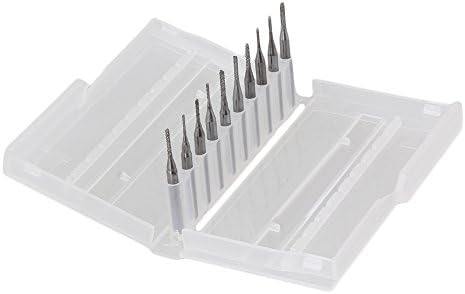 CNBTR Silver Carbide End Mill Engraving Bits for CNC PCB Machinery 0.8mm-1.8mm Pack of 10