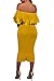 Wonderoy Women's Ruffles Off Shoulder Fitted Club Party Cocktail Bodycon Midi Dress XL Yellow