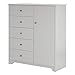 South Shore Vito Door Chest with 5 Drawers and Adjustable Shelves, Soft Gray