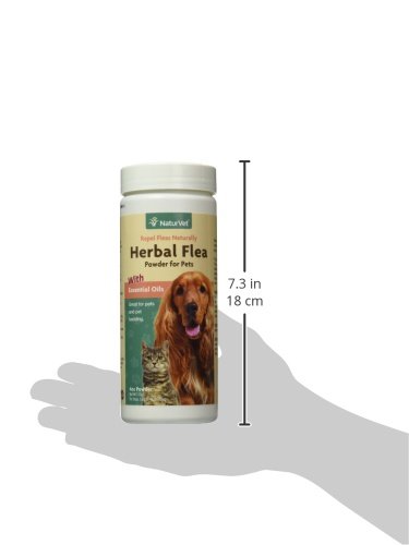 NaturVet Herbal Flea Powder with Essential Oils for Dogs and Cats, 4 oz Powder , Made in USA