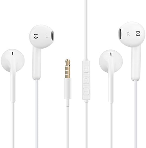 Earphones,2-Pack Wired Earbuds with stereo Microphone Headphones noise cancelling deal for All iPhone8/7/6S/6/Plus/SE/5S/5C, Samsung Galaxy S7/S6/Edge, OnePLus, other android sets(White)