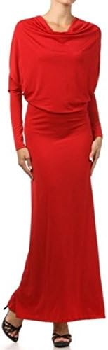 MULTI WAY Reversible PLUNGING Convertible MAXI DRESS Off One Shoulder Halter (L, Red)