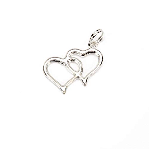Double Linked Heart Charms Favor Invitation Decoration Silver 100 Pieces