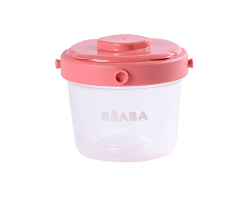BEABA Clip Containers, Set of 6, 2 oz & 4 oz for Snacks and Baby Food, Pink