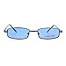 SA106 Small Mens Rectangular Metal Rim Classic Color Lens Sunglasses Gunmetal Blue