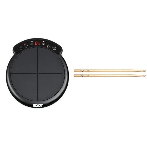 Kat Percussion KTMP1 Electronic Drum and Percussion Pad Sound Module with Vater 5B Wood Tip Hickory Drum Sticks, Pair