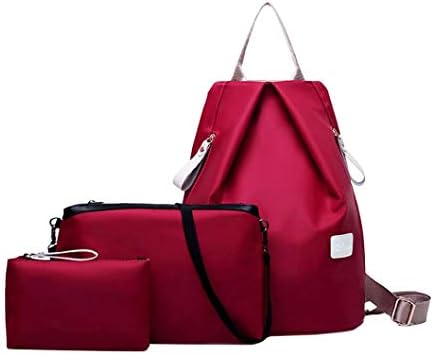 LAOMAUTO Women Backpack Set, 3 Sets Fashion Ladies Handbag Shoulder Bag Backpack Ladies Purse 5 Colors (Wine)