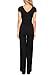 HOTAPEI Women High Waist Jumpsuits Short Sleeve V Neck Wide Leg Long Romper Pants Black M