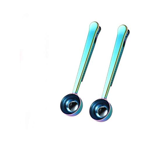 2 Rainbow Scoop with Clip,2-in-1 Stainless Steel Coffee Scoop and Bag Clip for Measuring Coffee, Tea 2 Rainbow Scoop with Clip,2-in-1 Stainless Steel Coffee Scoop and Bag Clip for Measuring Coffee, Tea