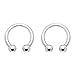 Pair of Steel Int. Threaded Circular Barbell Horseshoe Earrings-M
